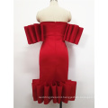 2019 Summer Off Shoulder Bodycon Ruffles Straight Sweetheart Midi Cocktail Dress Women